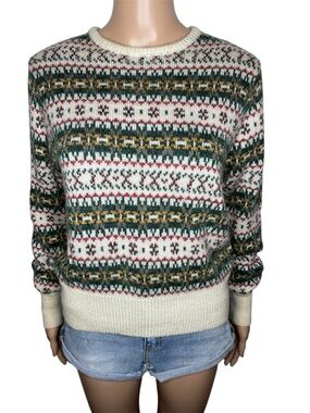 VTG Diane Rich California Crewneck Striped Fair Isle Long Sleeve Winter Sweater